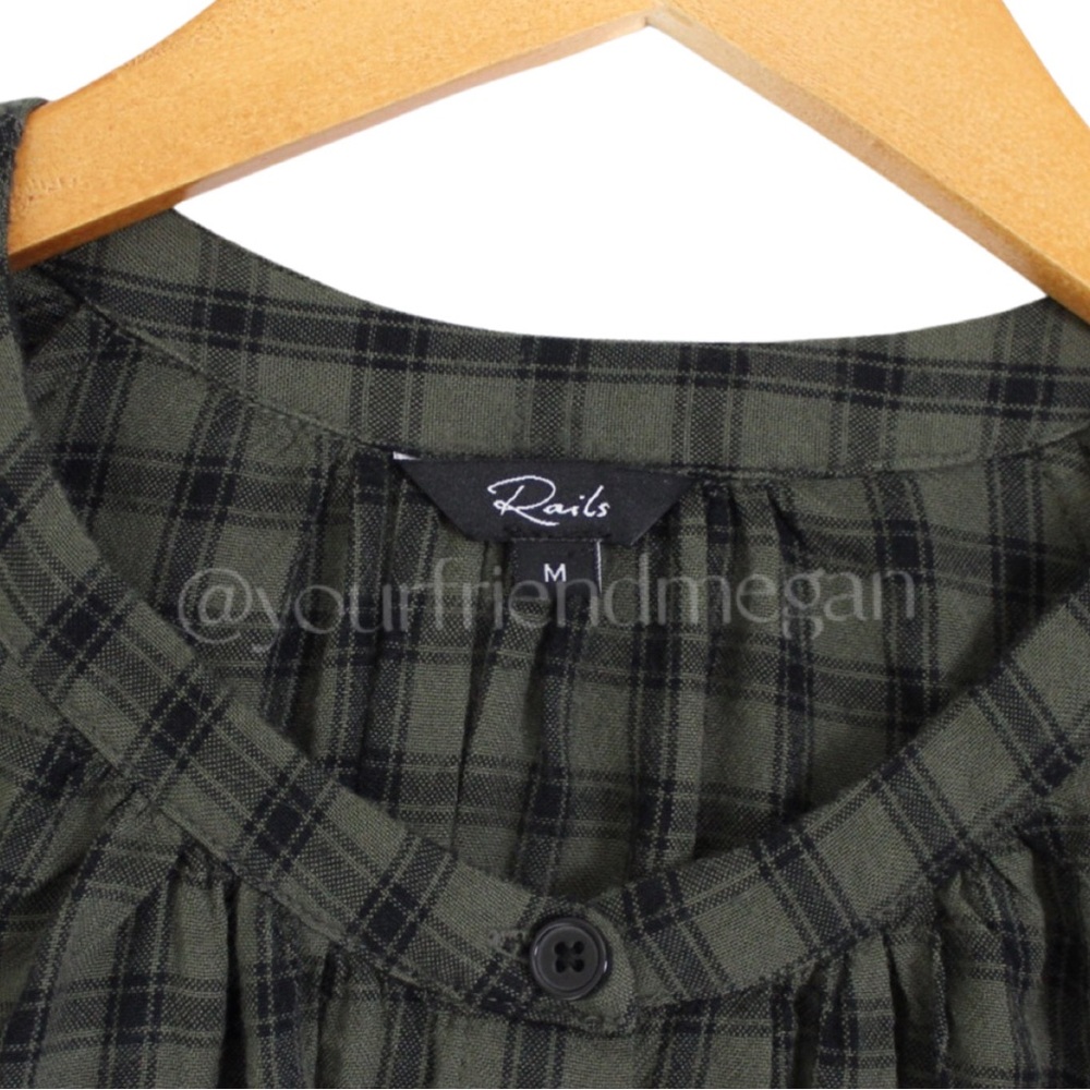 Rails Bella Plaid Tie Waist Shirtdress Olive Iron Check - Picture 8 of 9